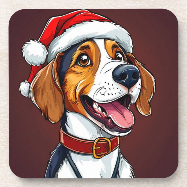 Dessous-de-verre Joli chien de Noël (Devant)