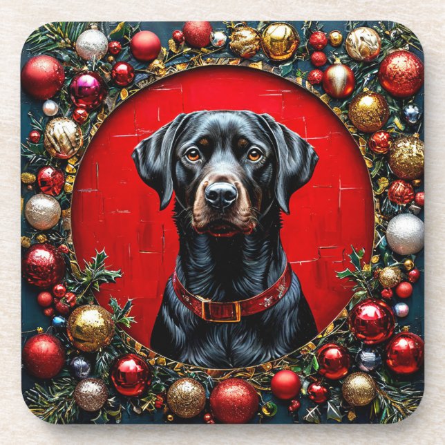 Dessous-de-verre Joli chien de Noël (Devant)