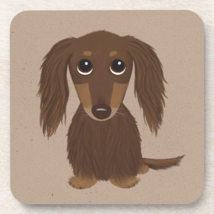 Dessous-de-verre Joli chien teckel brun chocolat à longs poils