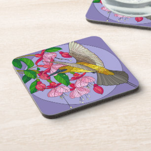 Dessous-de-verre Joli colibri à fleurs