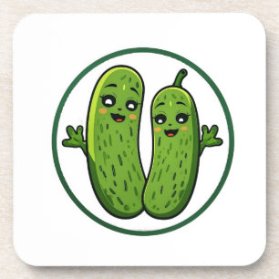 Dessous-de-verre Joli Couple de Cornichons Drôles Kawaii