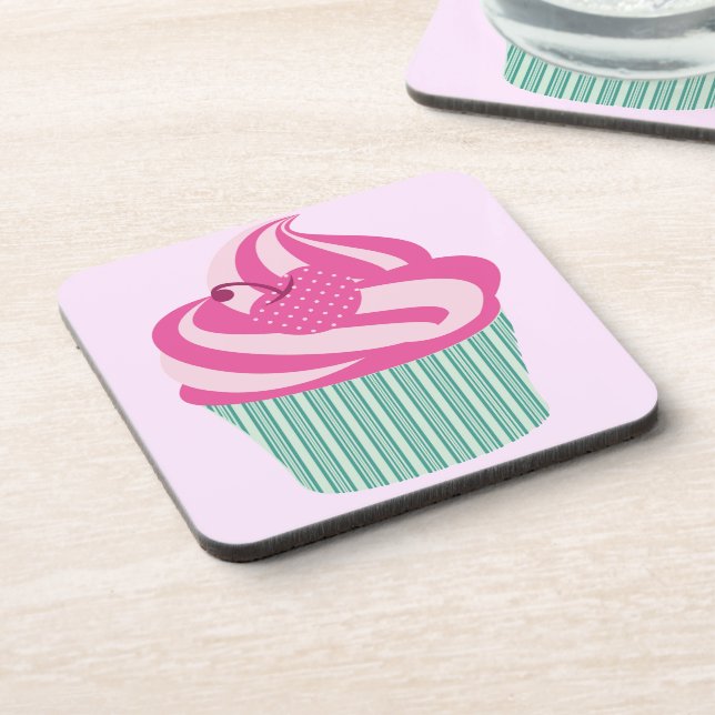 Dessous-de-verre Joli Cupcake Rose Pastel Rose (Côté gauche)