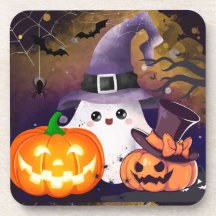 Joli fantôme d'Halloween avec chapeau de sorcière