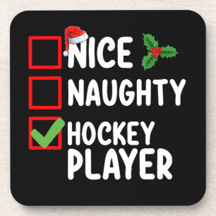 Dessous-de-verre Joli Méchant Joueur de Hockey Liste de Noël Père N