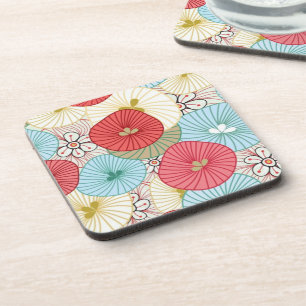 Dessous-de-verre Joli Motif Floral Abstrait Coloré et Occupé