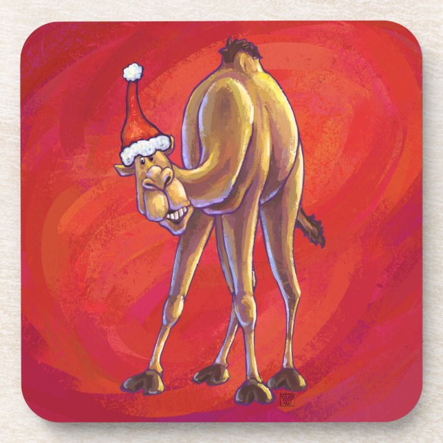 Dessous-de-verre Joli Noël Camel En Rouge (Devant)