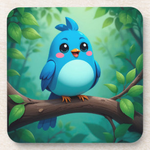 Dessous-de-verre Joli Oiseau Bleu de Dessin Animé