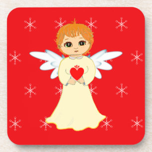 Dessous-de-verre Joli Petit Ange sur Fond Rouge
