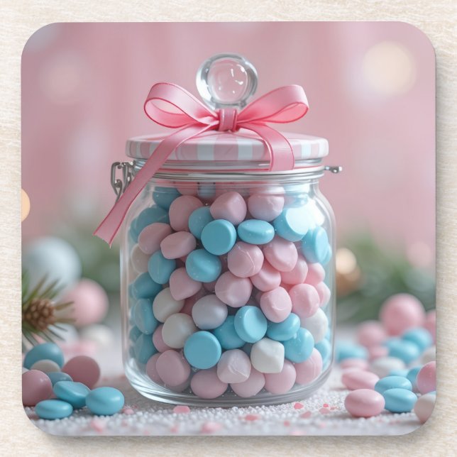 Dessous-de-verre joli pot de bonbons sucrés (Devant)