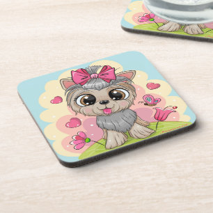 Dessous-de-verre Joli puppy lustré ensemble de capuchons de boisson