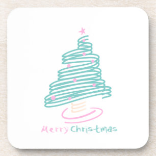 Dessous-de-verre Joli sapin de Noël rose vert Tourbillonnant