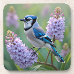 Dessous-de-verre Jolie Jay Bleue debout sur les Branches Lilac