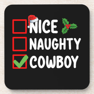 Dessous-de-verre Jolie liste de vacances de Noël de cow-boy méchant
