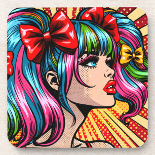Dessous-de-verre Jolie Pop Art Comic Girl with Bows