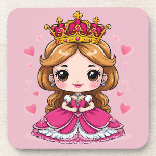 Dessous-de-verre Jolie princesse de dessin animé en robe rose