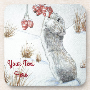 Dessous-de-verre jolies souris neige scène hiver faune Noël