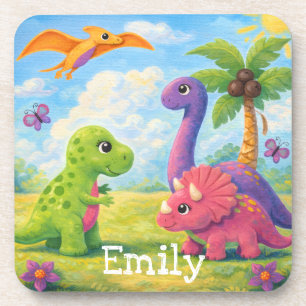 Dessous-de-verre Jolis amis dinosaures fille colorés Enfants
