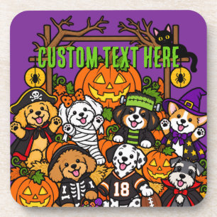 Dessous-de-verre Jolis chiens effrayants Halloween Violet Plastique