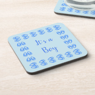 Dessous-de-verre Jolis pieds de lapin bleu bébé garçon Pâques perso