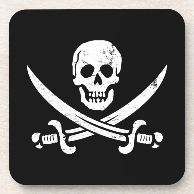 Dessous-de-verre Jolly roger de drapeau de pirate de John Rackham (Devant)