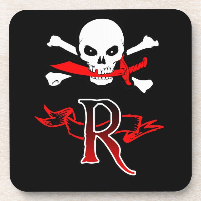 Dessous-de-verre Jolly roger R Monogramme initial (Devant)