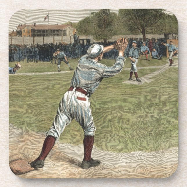 Dessous-de-verre Joueur de baseball lancé à la deuxième base (Devant)