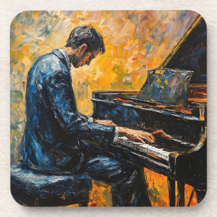 Dessous-de-verre Joueur de piano - Peinture à l'huile