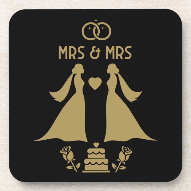 Dessous-de-verre Jour de mariage de filles gays (Devant)