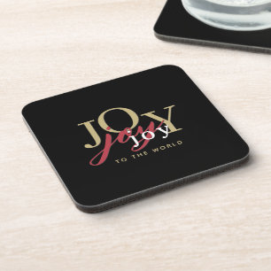 Dessous-de-verre Joy to the World Festive Typographie Noir