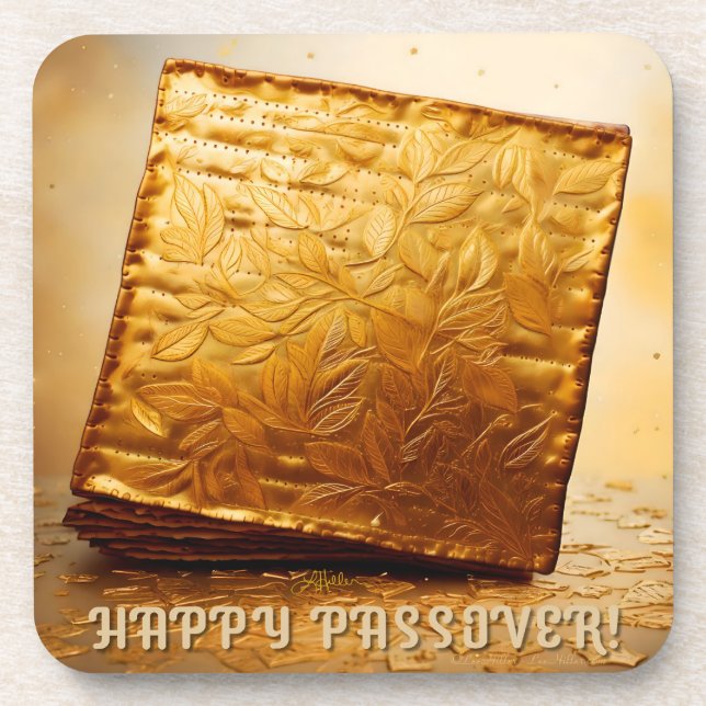 Dessous-de-verre Joyeuse Pâque ! Matza d'or (Devant)