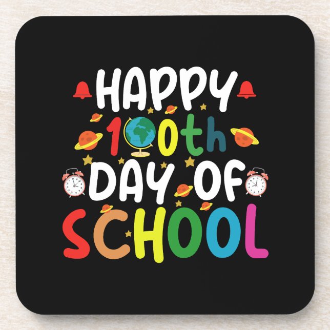 Dessous-de-verre Joyeux 100e Jour d'École Enseignant Élève (Devant)