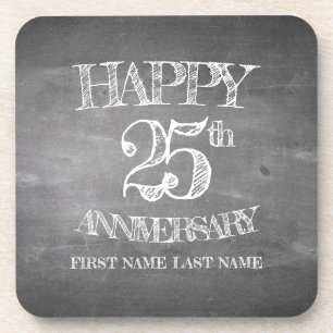 Dessous-de-verre Joyeux 25e anniversaire sur tableau craie