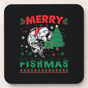 Dessous-de-verre Joyeux Fishmas Poisson Pêche Papa Pêcheur Noël