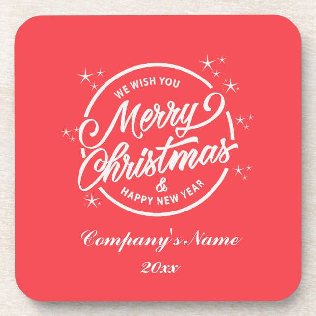 Dessous-de-verre Joyeux Noël & Bonne Année, Typographie Blanche (Devant)