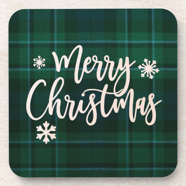 Dessous-de-verre Joyeux Noël Carreaux Verts (Devant)