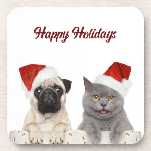 Dessous-de-verre Joyeux Noël de chat et chien