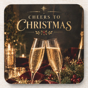 Dessous-de-verre Joyeux Noël Élégant Toast au Champagne de Noël