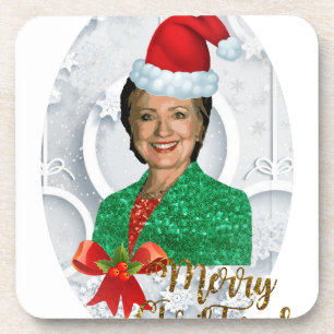 Dessous-de-verre joyeux Noël Hillary clinton