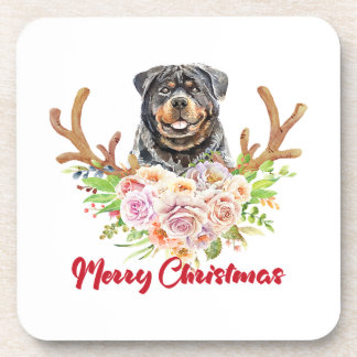 Dessous-de-verre Joyeux Noël Rottweiler Chien renne Xmas Chien