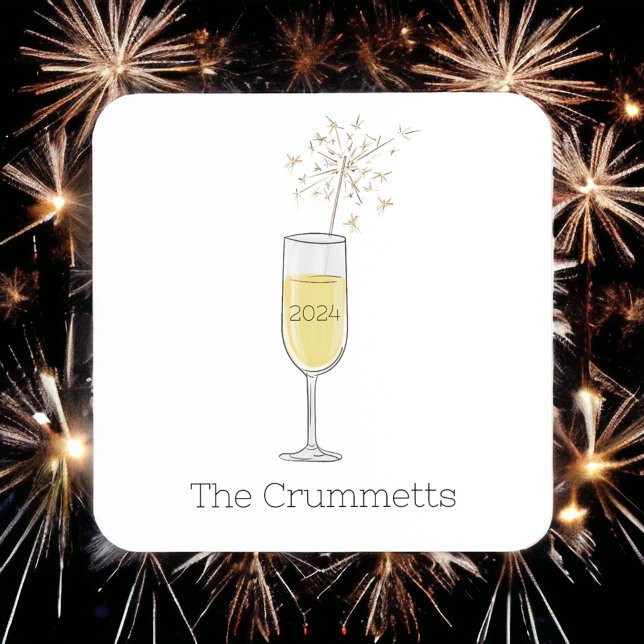 Dessous-de-verre Joyeux Nouvel An Fête Champagne Custom (Créateur téléchargé)