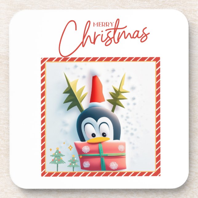 Dessous-de-verre Joyeux pingouin de Noël (Devant)