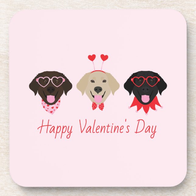 Dessous-de-verre Joyeux Valentines Labrador Retriever Dogs (Devant)
