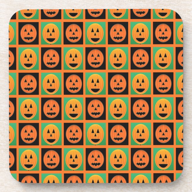 Dessous-de-verre Joyeux visage de citrouille Halloween (Devant)