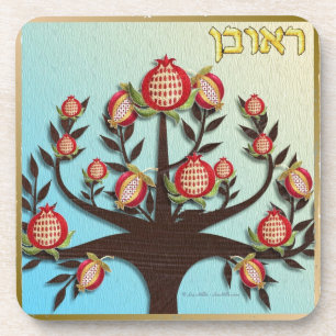 Dessous-de-verre Judaica 12 Tribus d'Israël Ruben