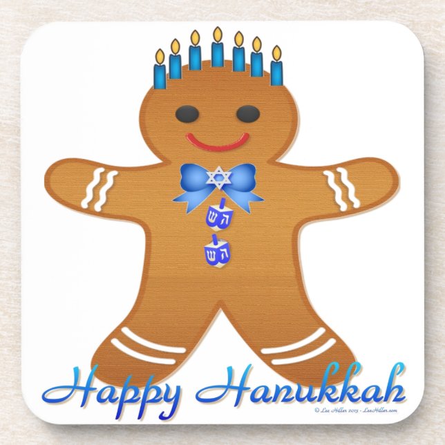 Dessous-de-verre Judaïque Hanoukka Gingerbread Homme Menorah (Devant)