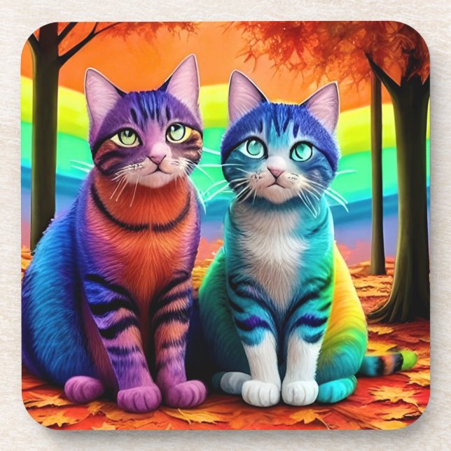Dessous-de-verre Jumeaux de chats Art numérique-56467 (Devant)