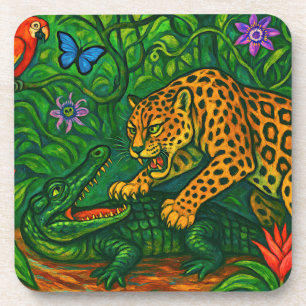 Dessous-de-verre "Jungle Rivals" - Portrait coloré de la faune