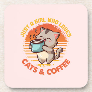 Dessous-de-verre Juste une fille qui aime les chats et le café