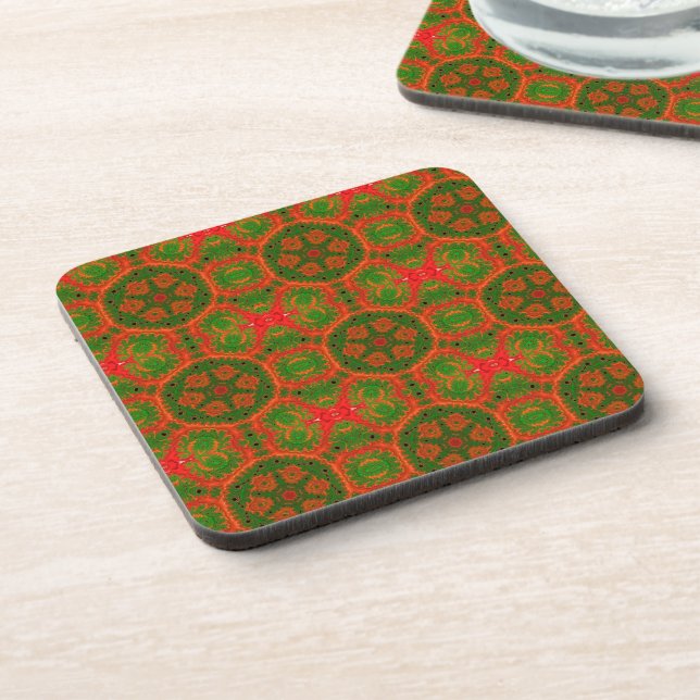 Dessous de verre Kaleidoscope orange et vert (Côté gauche)
