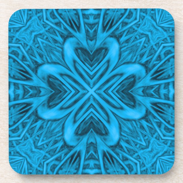 Dessous-de-verre Kaleidoscope Vintage bleu fractal (Devant)